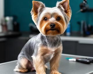 Yorkshire con corte deportivo corto y acabado suave en peluquería